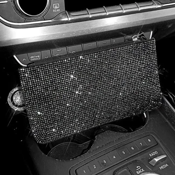 ❤️Crystal Zipper Change Purse Rhinestone Wallet Double-sided crystal diamond Zip - Picture 7 of 8